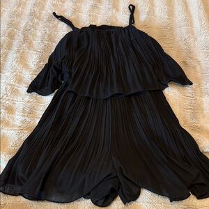 Elegant Black Pleated Romper